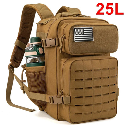 25L Tactical Backpack with Dual Cup Holders – MOLLE Hiking & Fitness Bag for Men & Women