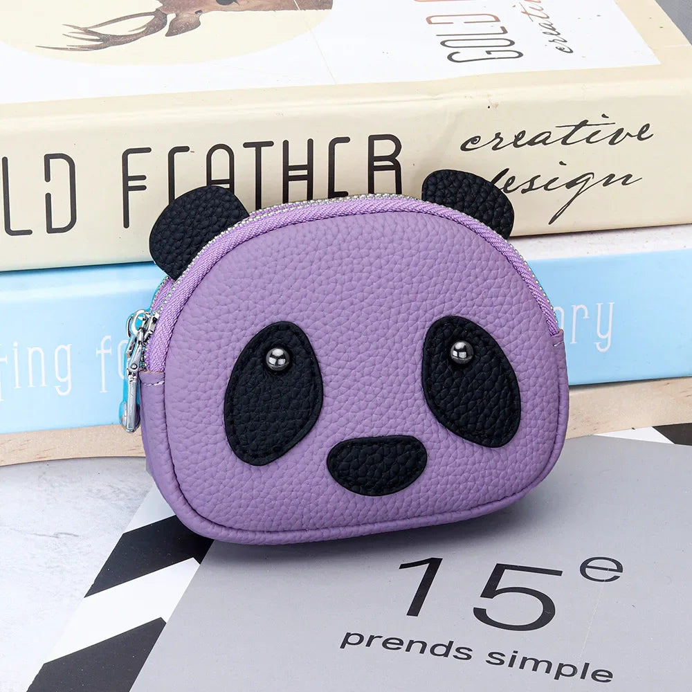 Panda Coin Purse – Genuine Cowhide Leather Double Zipper Wallet