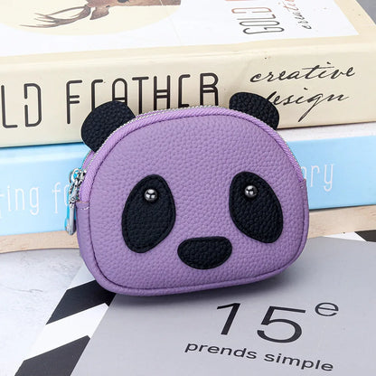Panda Coin Purse – Genuine Cowhide Leather Double Zipper Wallet