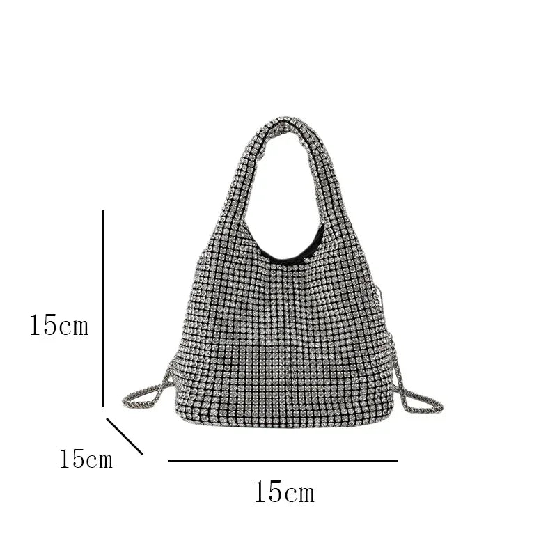 Rhinestone Crystal Bucket Bag – Luxury Sparkle Handbag