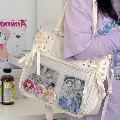 College Style Ribbon Crossbody Bag Large Capacity Class Books Bow Jk Shoulder Ita Bag Handbag