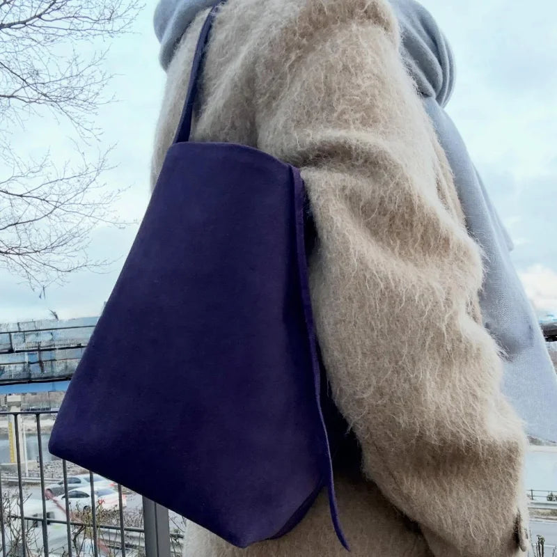 Faux Suede Bucket Bag – Large Vintage Soft Shoulder Tote for Women
