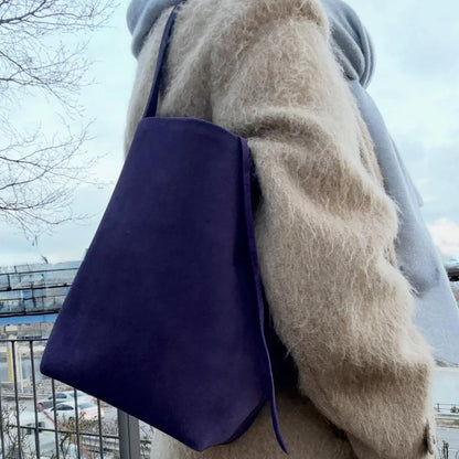 Faux Suede Bucket Bag – Large Vintage Soft Shoulder Tote for Women