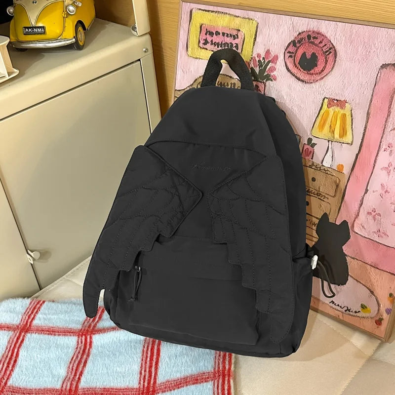 Y2K Angel Wing Canvas Backpack for Women