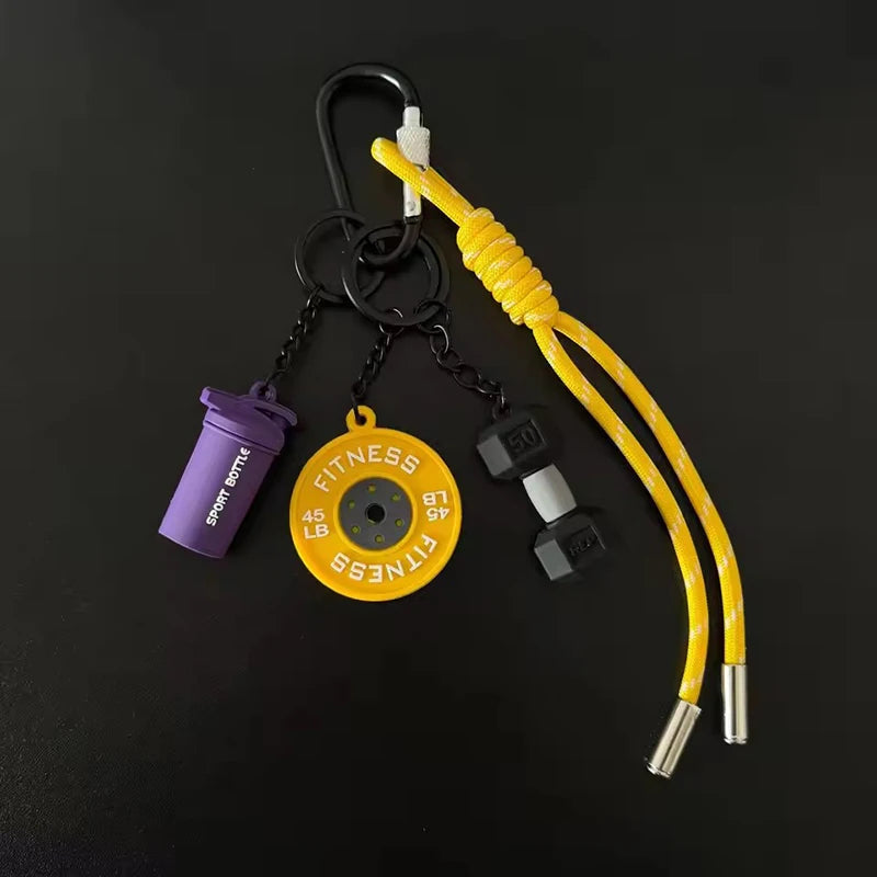 Gym Keychain Lanyard – Dumbbell, Weight Plate & Kettlebell Charms
