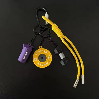 Gym Keychain Lanyard – Dumbbell, Weight Plate & Kettlebell Charms