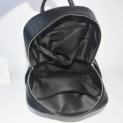 Crocodile Embossed Genuine Leather Men's Backpack – Large