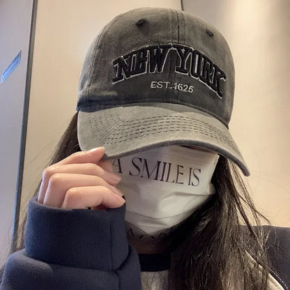 Washed Cotton New York Baseball Cap – Vintage Retro Dad Hat