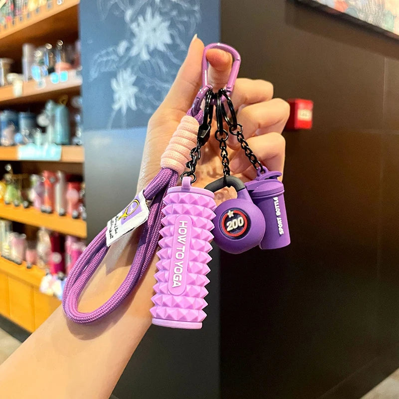 Gym Keychain Set – Foam Roller, Kettlebell & Shaker Charms