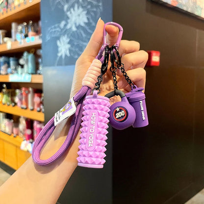 Gym Keychain Set – Foam Roller, Kettlebell & Shaker Charms
