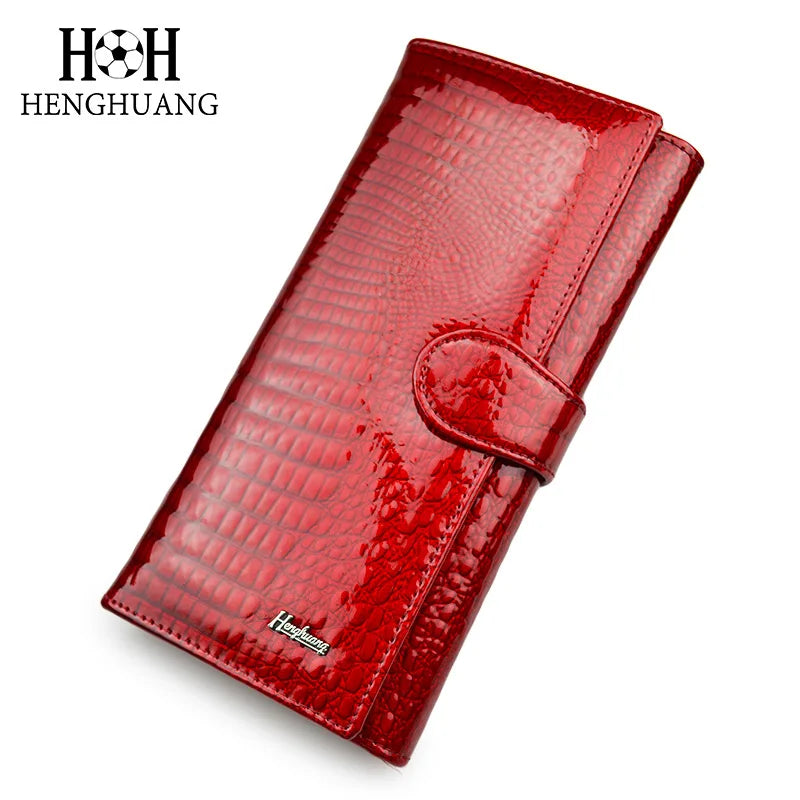 Alligator Pattern Genuine Leather Long Wallet for Women
