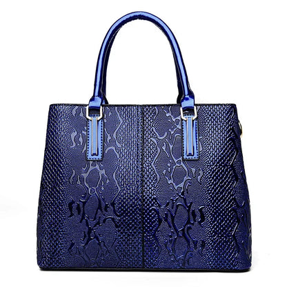 Snake Embossed Patent Leather Women's Tote Bag