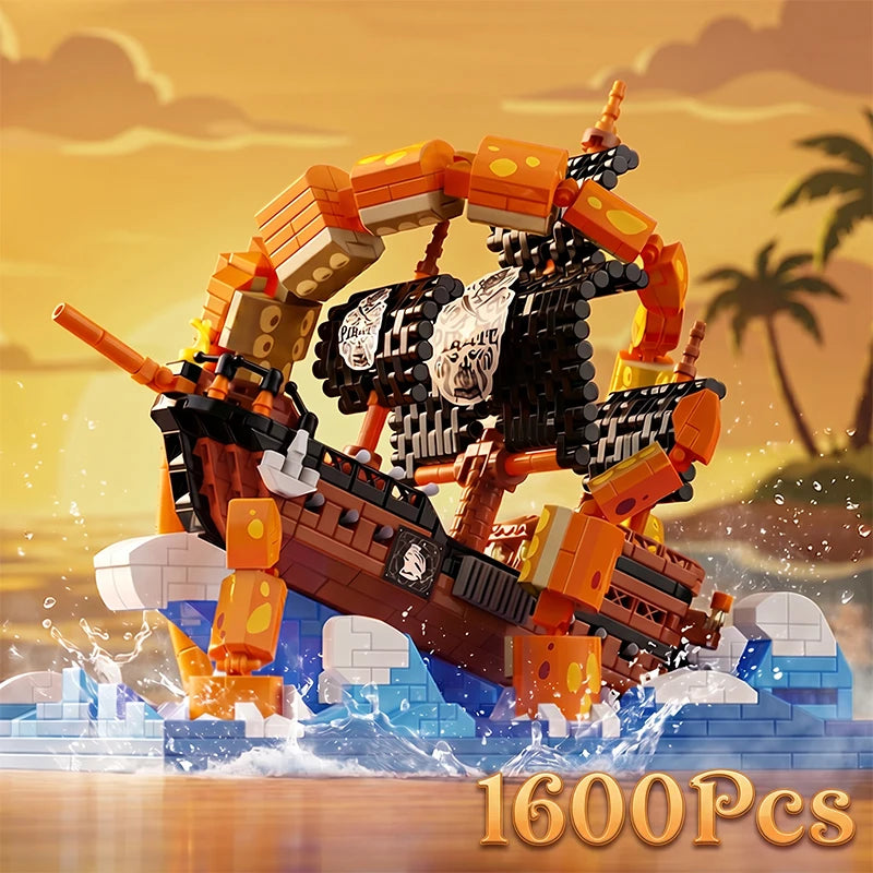 Kraken Attack Pirate Ship MOC Building Blocks Set