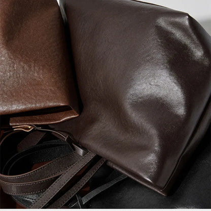 Large Capacity Leather Tote Shoulder Bag for Women
