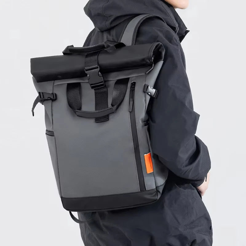 Men's Waterproof Roll-Top Travel Backpack 16" Laptop Bag