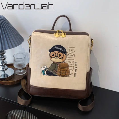 3-in-1 Women's Backpack – Cute Cartoon Collegiate Style Shoulder Bag