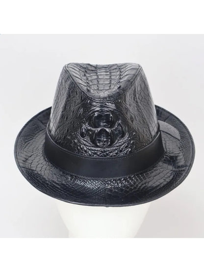 Crocodile Leather Wide Brim Fedora Hat – Men's Exotic Style