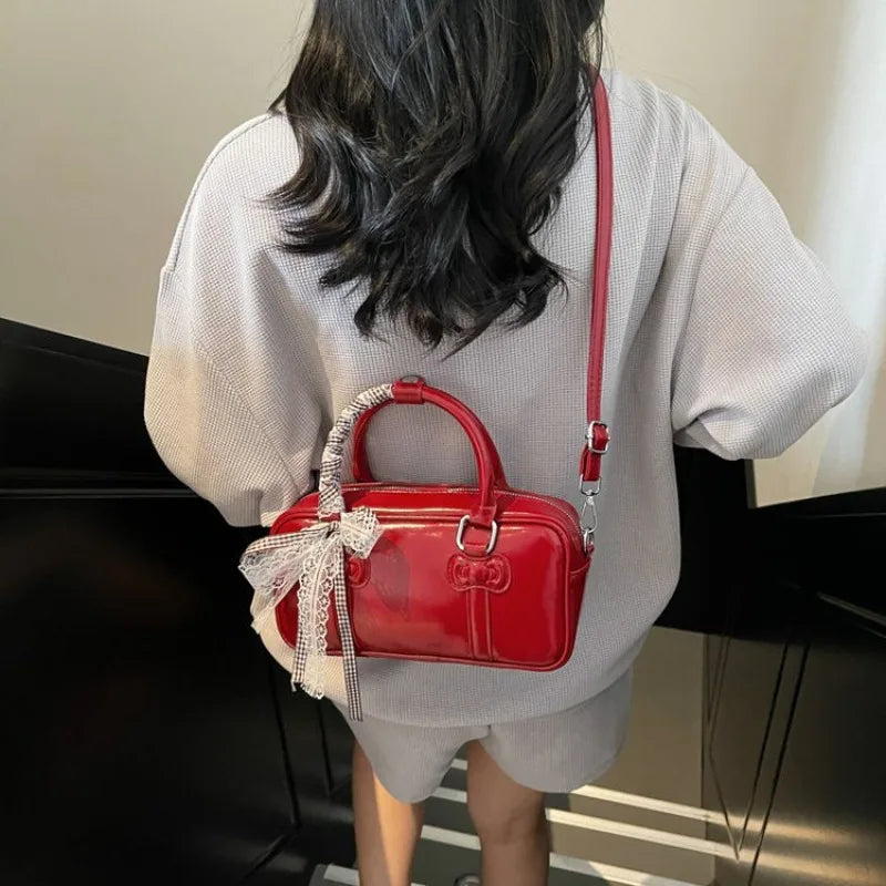 Y2K Bowling Bag – PU Leather Shoulder & Crossbody Handbag
