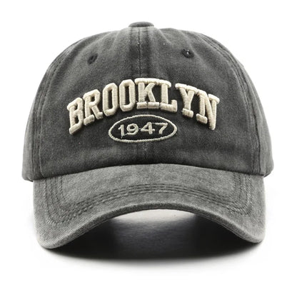 Brooklyn 1947 Embroidered Vintage Baseball Cap Washed Cotton Unisex Hat