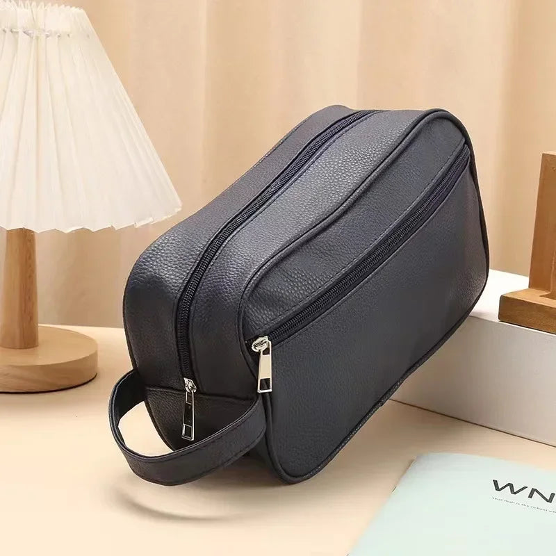 Men's Waterproof Travel Toiletry Bag – PVC Lychee Pattern Dopp Kit