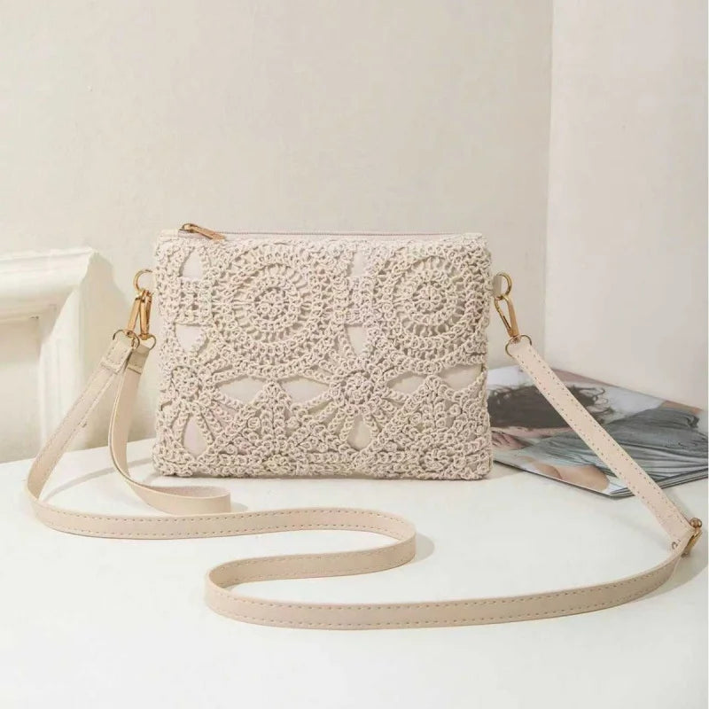 Boho Crochet Crossbody Bag Hollow Woven Beach Purse