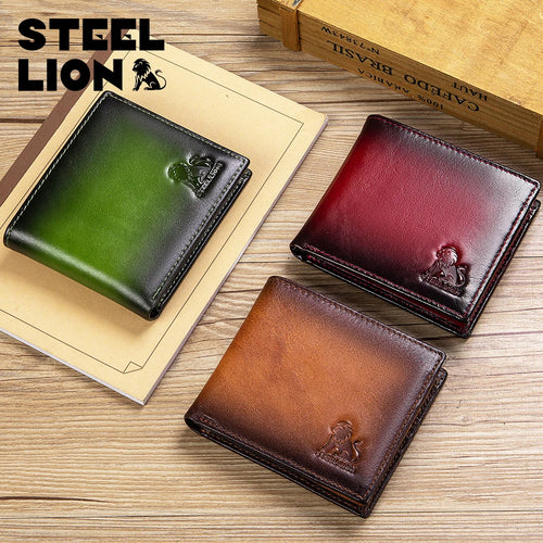 Steel Lion Men's Leather Bifold Wallet – RFID Anti-Theft Multi-Slot