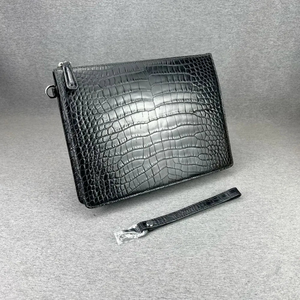 Crocodile Leather Men's Clutch Wristlet – Envelope Handbag