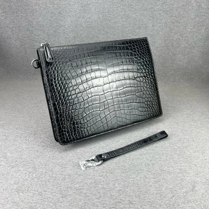 Crocodile Leather Men's Clutch Wristlet – Envelope Handbag