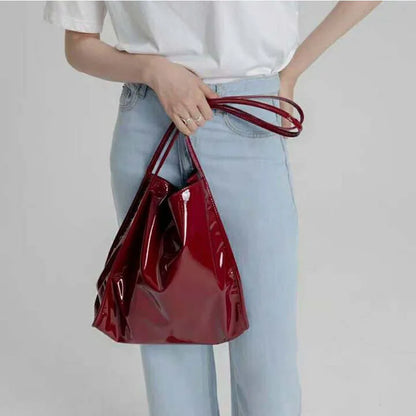 Large Capacity Shoulder Tote Bag for Women – Patent Leather Handbag
