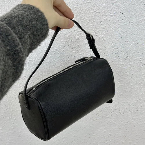 Cylindrical Shoulder Bag – Minimalist Leather Handbag for Women