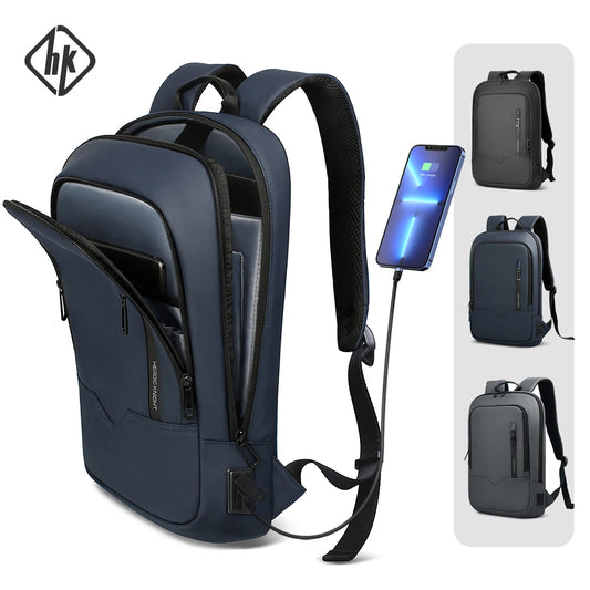 Slim Laptop Backpack for Men – 15.6" Waterproof Business Bag with USB Charging
