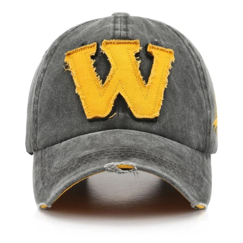 W Embroidery Snapback Baseball Cap – Unisex Cotton Hip Hop Hat