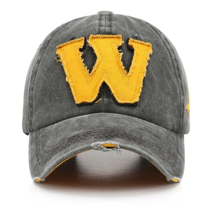 W Embroidery Snapback Baseball Cap – Unisex Cotton Hip Hop Hat