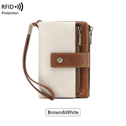 RFID Blocking Women's Trifold Wallet – Large Capacity Leather Purse