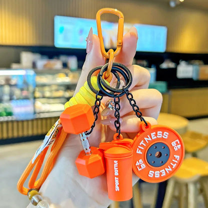 Gym Barbell Fitness Keychain – Silicone Weight Plate Charm