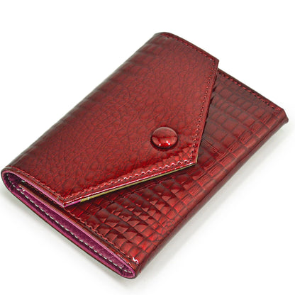 Women's Crocodile Pattern Genuine Leather Wallet – Tri-Fold Envelope Style