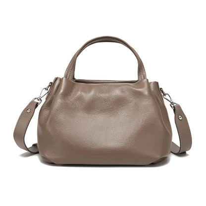 Genuine Cowhide Leather Bucket Tote Bag for Women – Large Capacity
