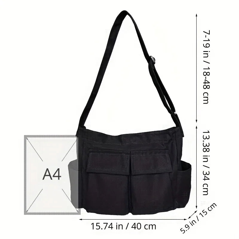 Canvas Crossbody Bag for Women – Large Capacity Retro Tote