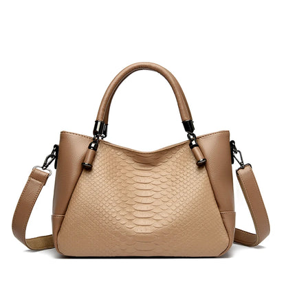 Snakeskin Leather Tote Bag for Women – Luxury Shoulder Handbag