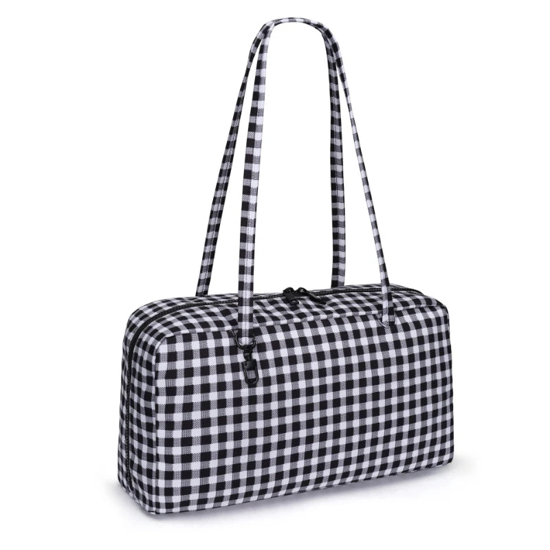 Nylon Shoulder Bag – Polka Dot & Leopard Print Tote for Women