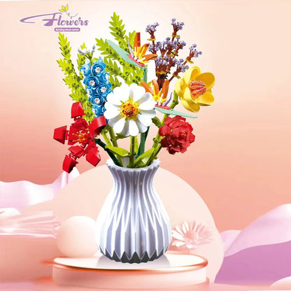 Flower Bouquet Building Blocks Set – DIY Botanical Floral Arrangement