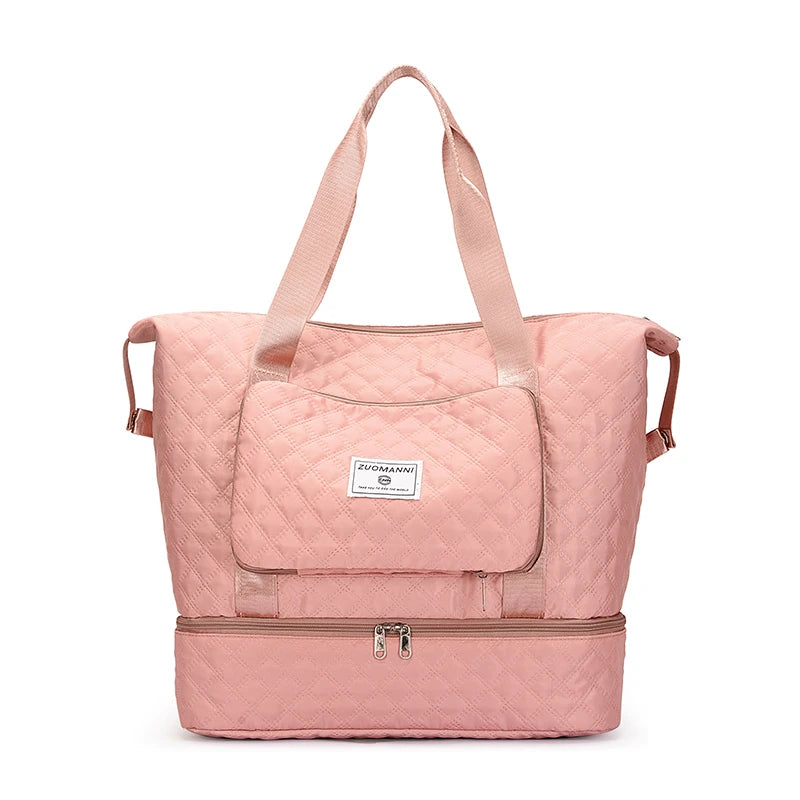 Large Capacity Gym Duffel Bag – Lightweight Argyle Weekend Travel Bag for Women