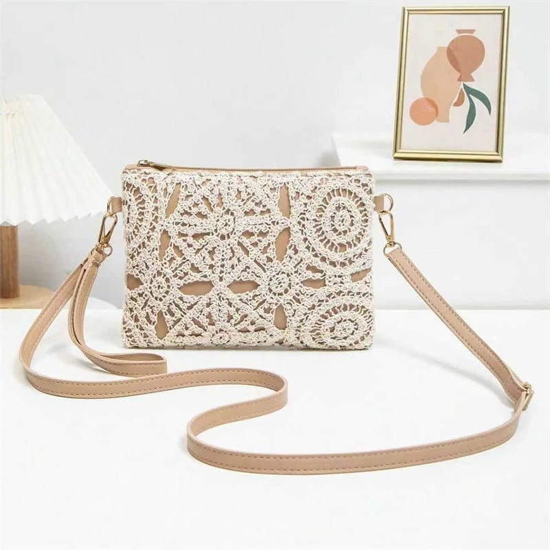 Boho Crochet Crossbody Bag Hollow Woven Beach Purse