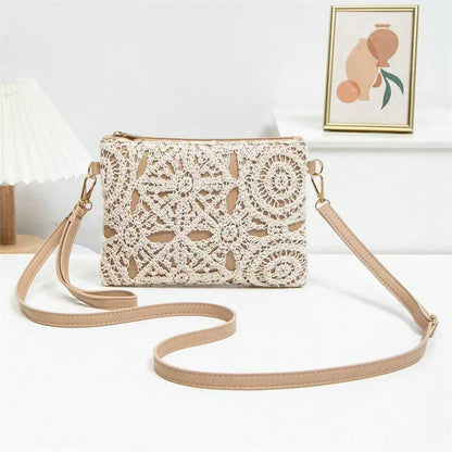 Boho Crochet Crossbody Bag Hollow Woven Beach Purse