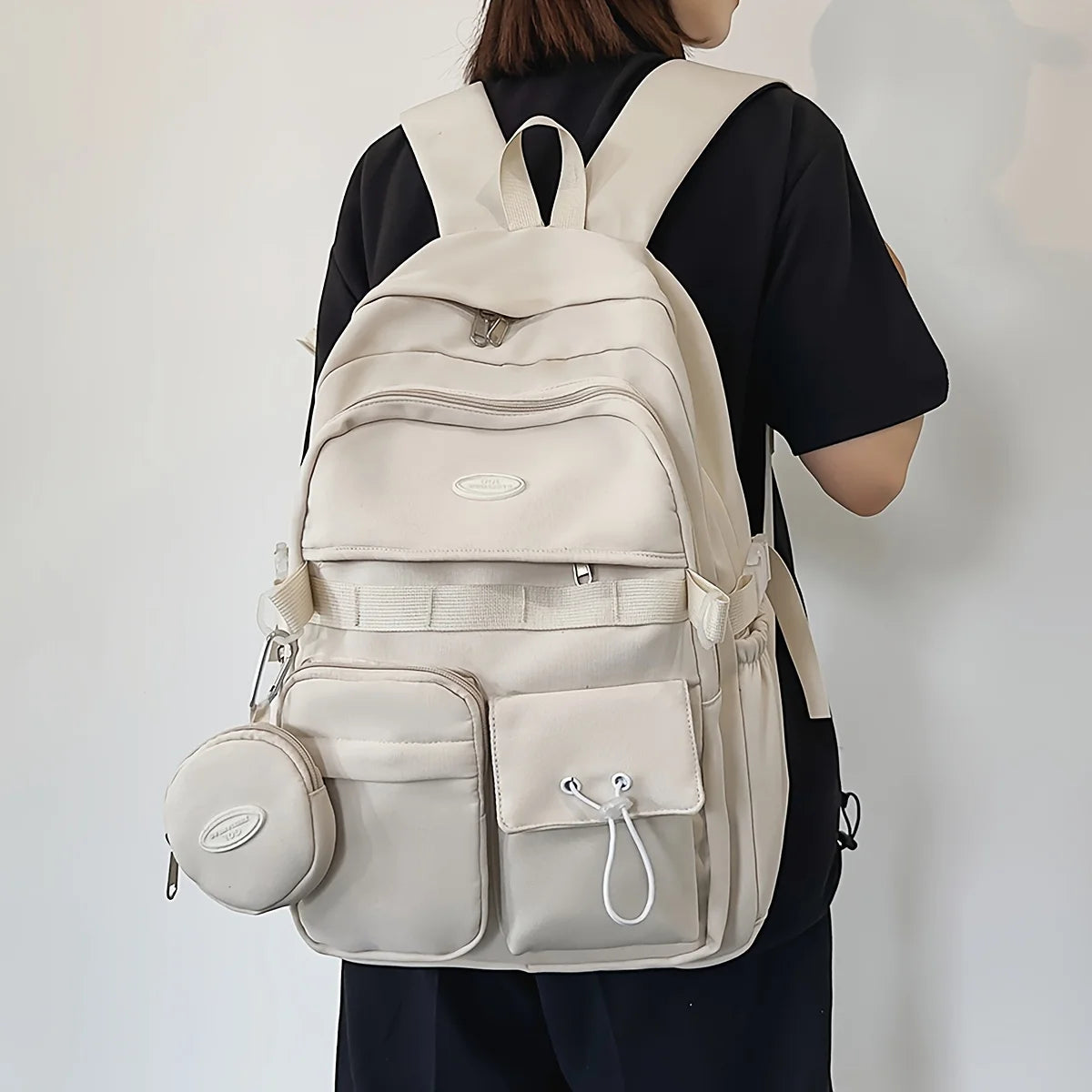 Large Capacity School Backpack with Mini Coin Pouch