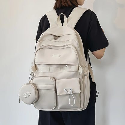 Large Capacity School Backpack with Mini Coin Pouch
