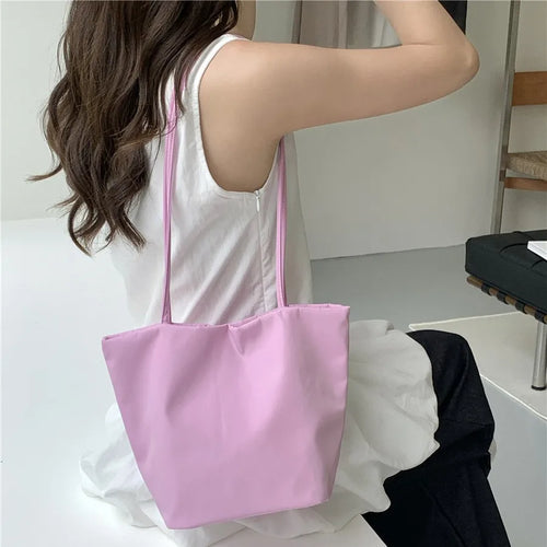 Nylon Bucket Bag for Women – Soft Shoulder Tote Handbag