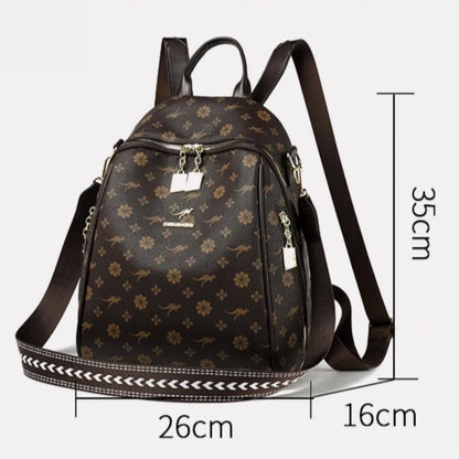 Designer Print Leather Backpack for Women – Large Capacity