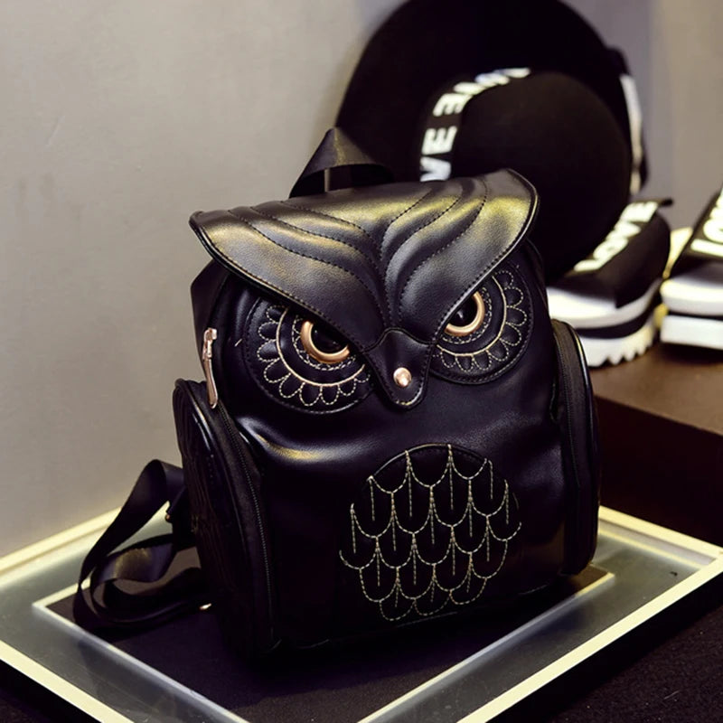 Owl Embossed PU Leather Backpack for Women