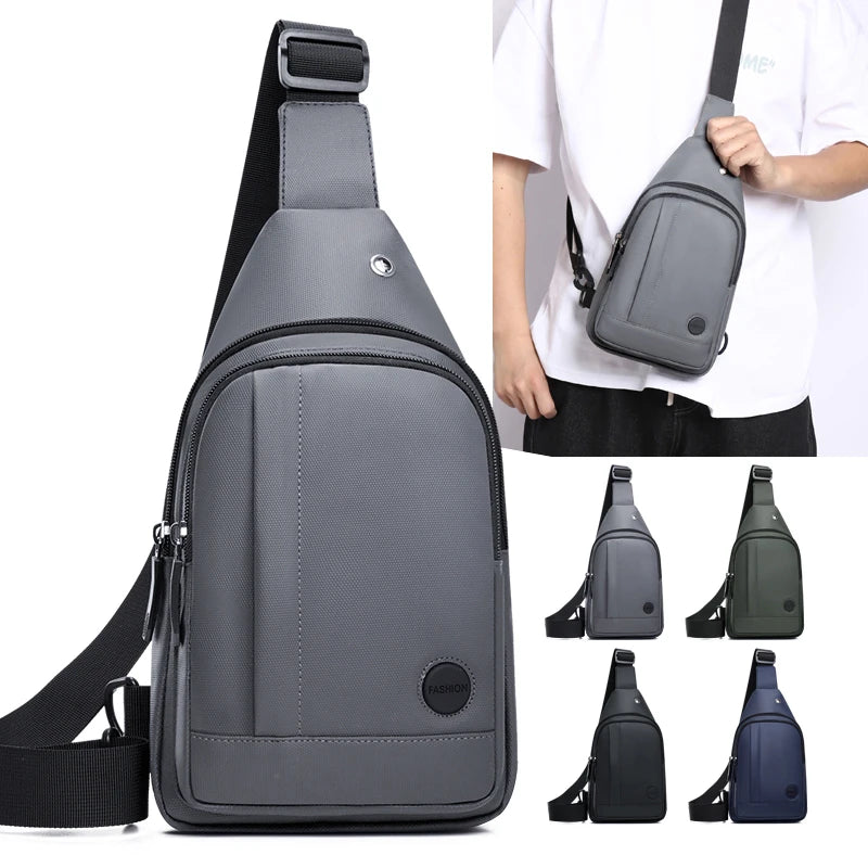 Men's Nylon Sling Chest Bag Waterproof Crossbody Pack